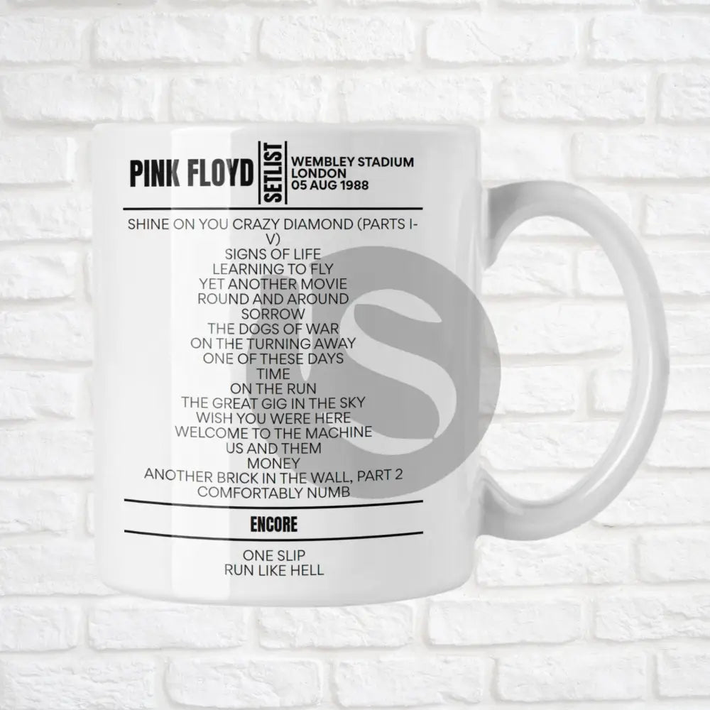 Pink Floyd London August 5, 1988 Replica Setlist Mug - Setlist