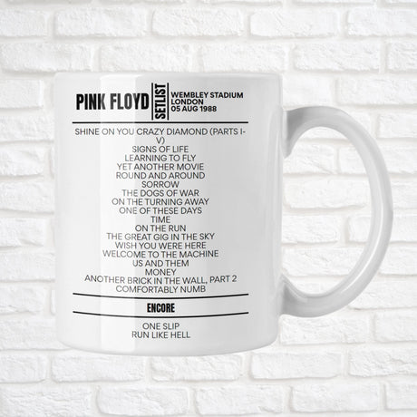 Pink Floyd London August 5, 1988 Replica Setlist Mug - Setlist