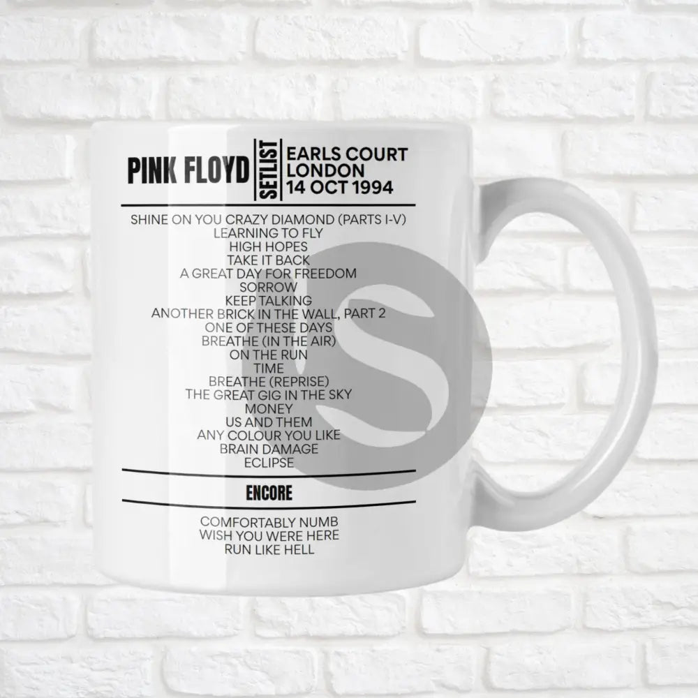 Pink Floyd London October 14, 1994 Replica Setlist Mug - Setlist