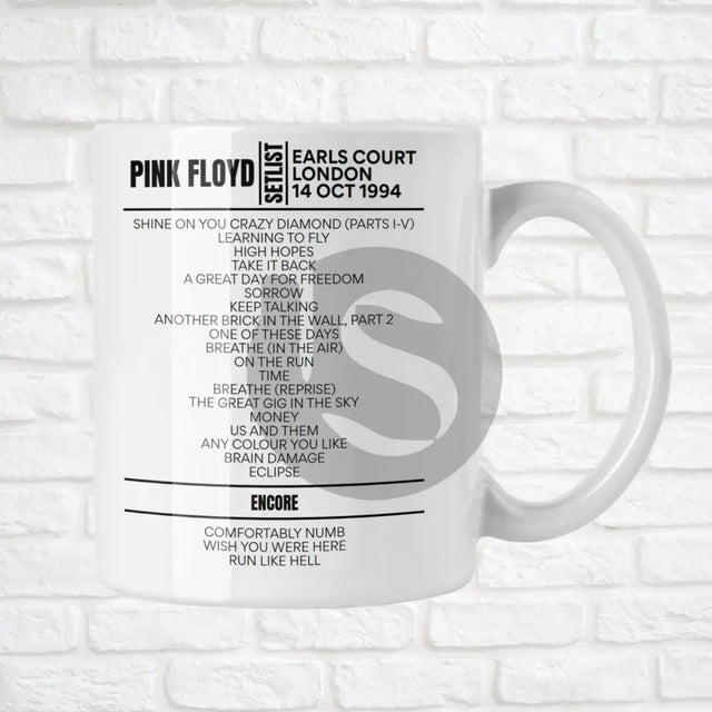 Pink Floyd London October 14, 1994 Replica Setlist Mug - Setlist