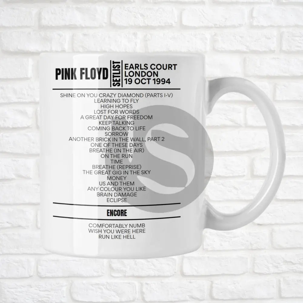 Pink Floyd London October 19, 1994 Replica Setlist Mug - Setlist