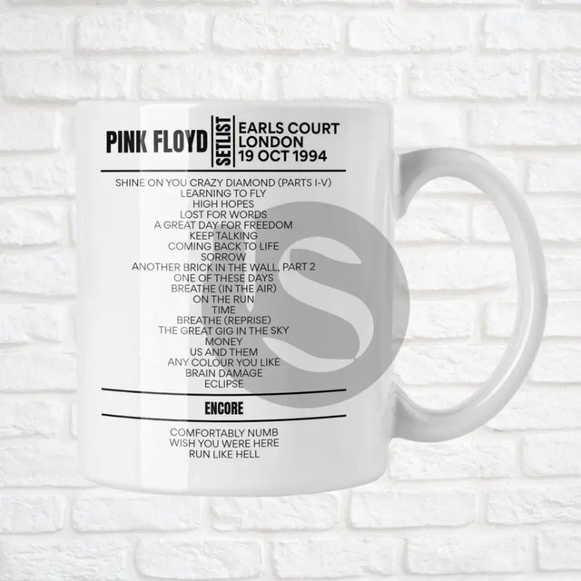 Pink Floyd London October 19, 1994 Replica Setlist Mug - Setlist