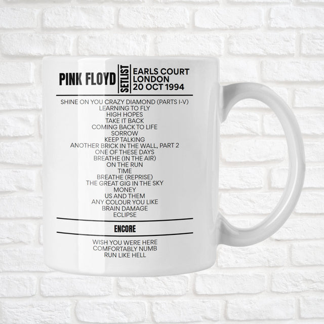 Pink Floyd London October 20, 1994 Replica Setlist Mug - Setlist