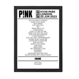 P!nk London June 2023 Replica Setlist - Setlist