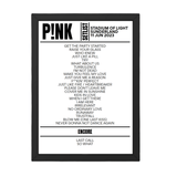 P!nk Sunderland June 2023 Replica Setlist - Setlist