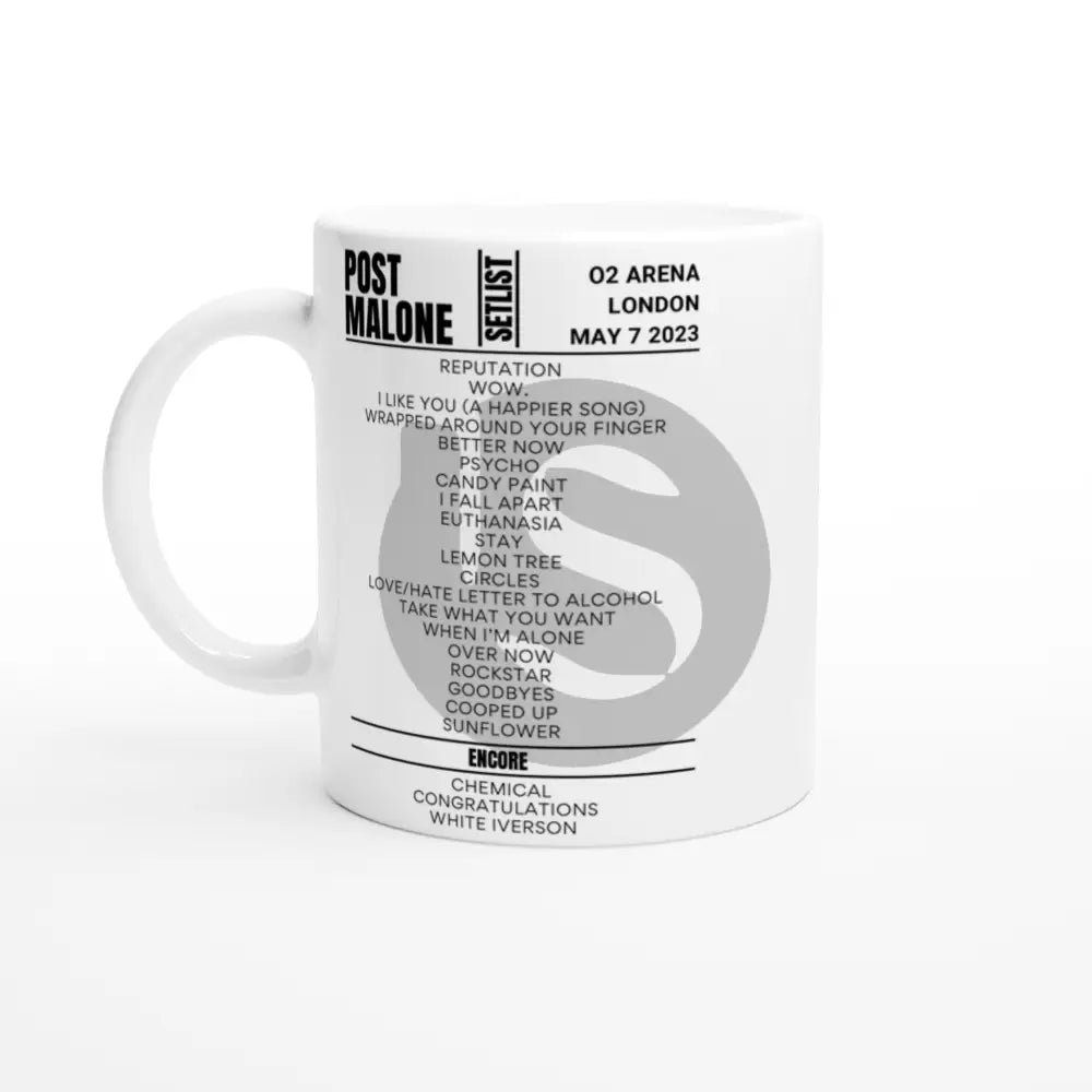 Post Malone London 7 May - Night 3 2023 Setlist Mug - Setlist