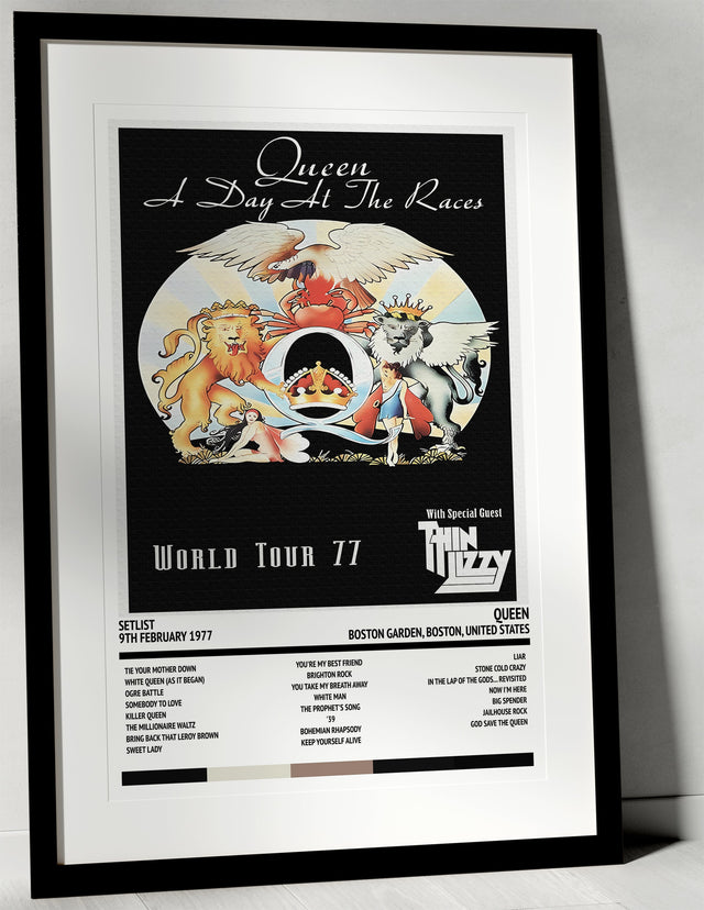 Queen A Day At the Races Boston Garden Boston 9th February 1977 - Setlist Tour Poster - Setlist