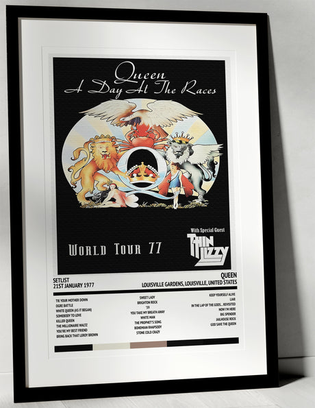 Queen A Day At the Races Louisville Gardens Louisville 21st January 1977 - Setlist Tour Poster - Setlist