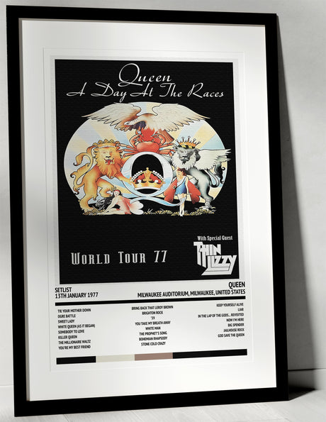 Queen A Day At the Races Milwaukee Auditorium Milwaukee 13th January 1977 - Setlist Tour Poster - Setlist