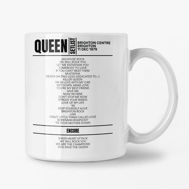 Queen Brighton Centre 11 December 1979 Setlist Mug - Setlist