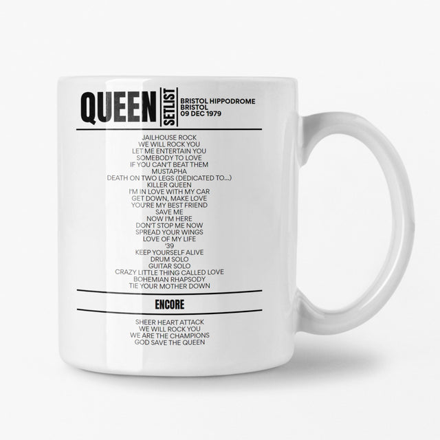 Queen Bristol Hippodrome 9th December 1979 Setlist Mug - Setlist