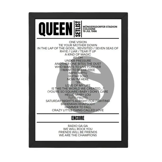 Queen Cologne July 1982 Replica Setlist - Setlist