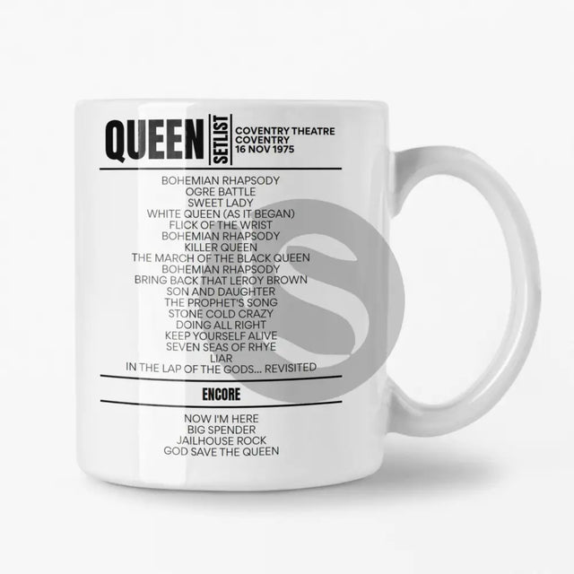 Queen Coventry Theatre 16 November 1982 Setlist Mug - Setlist