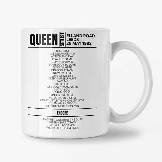 Queen Elland Road Leeds 29 May 1982 Setlist Mug - Setlist