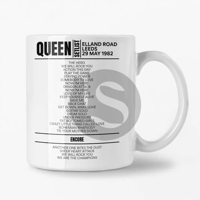 Queen Elland Road Leeds 29 May 1982 Setlist Mug - Setlist