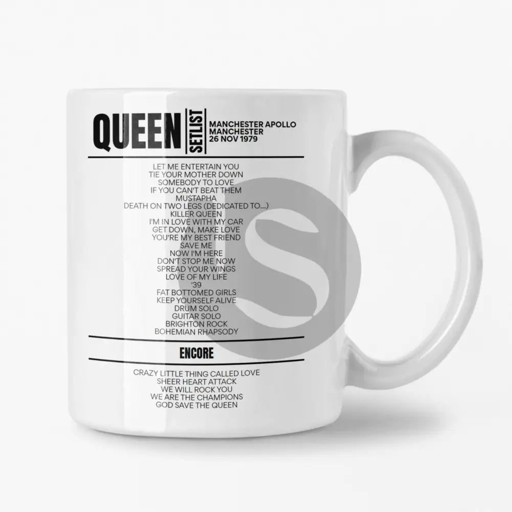 Queen Manchester Apollo 26 November 1979 Setlist Mug - Setlist