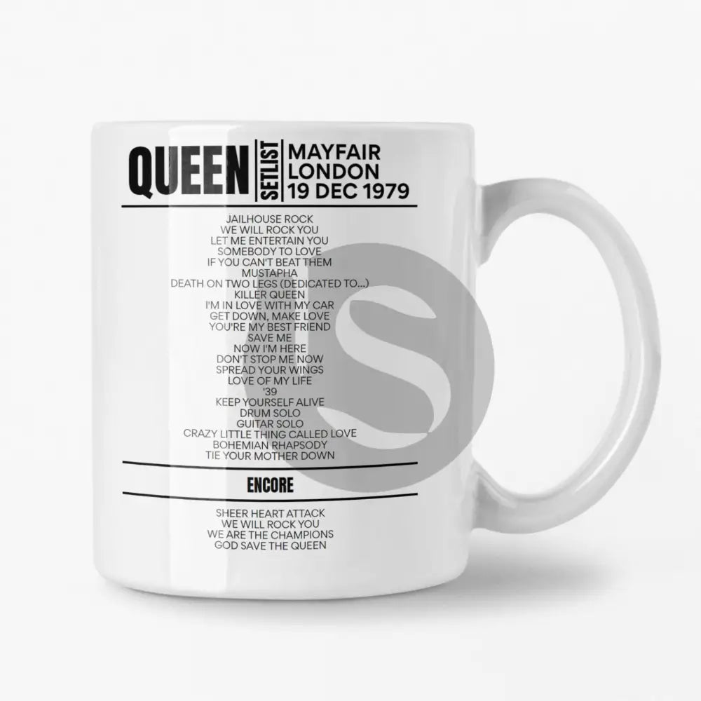 Queen Mayfair London 19 December 1979 Setlist Mug - Setlist