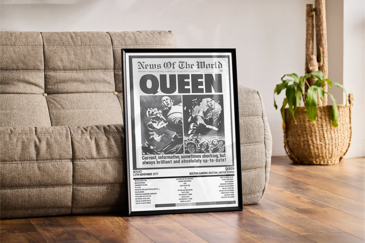 Queen News of the World Boston Garden Boston 12th November 1977 - Setlist Tour Poster - Setlist