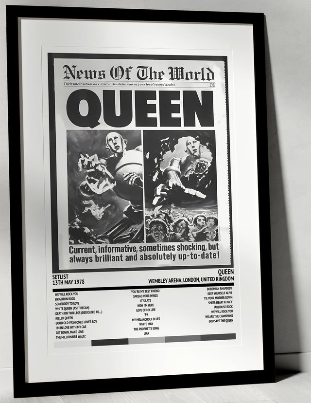 Queen News of the World Wembley Arena London 13th May 1978 - Setlist Tour Poster - Setlist