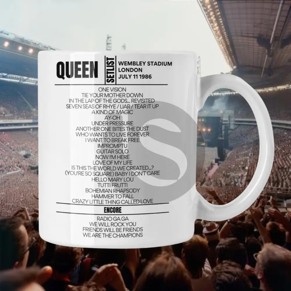 Queen Wembley Stadium July 11 1986 Setlist Mug - Setlist