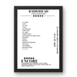 Radiohead July 07, 2017 Glasgow Green Glasgow Setlist Poster - Setlist