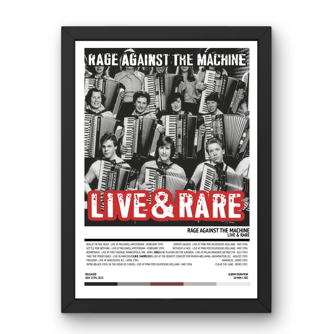 Rage Against The Machine - Live & Rare (2022) Poster - Setlist