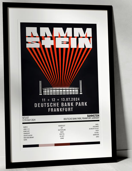 Rammstein Stadium Tour Deutsche Bank Park Frankfurt 11th July 2024 - Setlist Tour Poster - Setlist