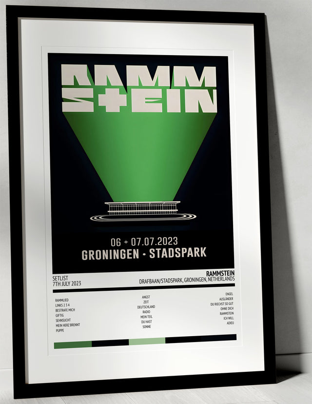 Rammstein Stadium Tour Drafbaan/Stadspark Groningen 7th July 2023 - Setlist Tour Poster - Setlist