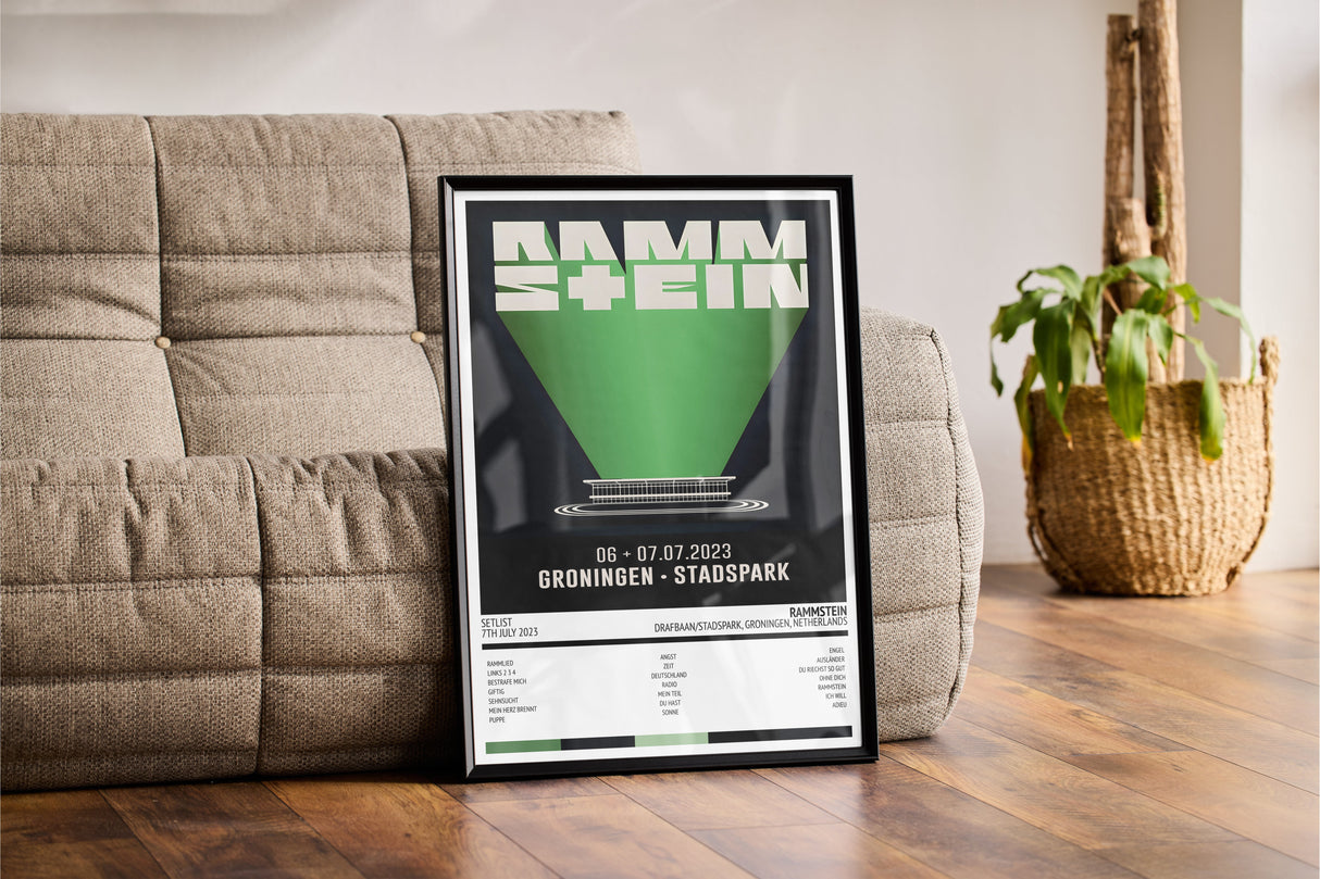 Rammstein Stadium Tour Drafbaan/Stadspark Groningen 7th July 2023 - Setlist Tour Poster - Setlist