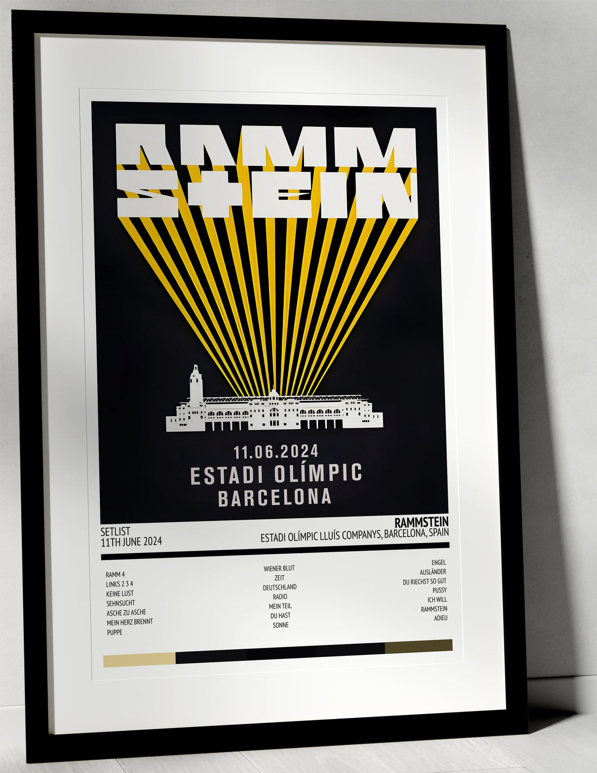 Rammstein Stadium Tour Estadi Olímpic Lluís Companys Barcelona 11th June 2024 - Setlist Tour Poster - Setlist