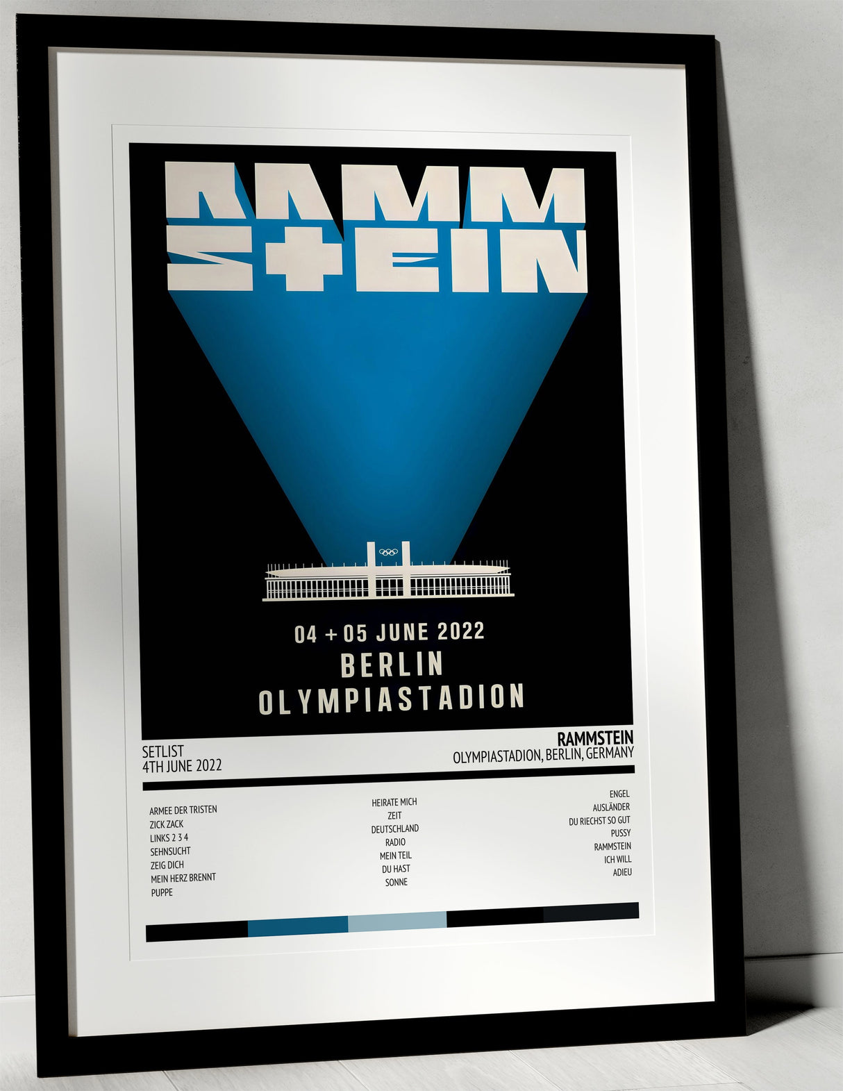 Rammstein Stadium Tour Olympiastadion Berlin 4th June 2022 - Setlist Tour Poster - Setlist