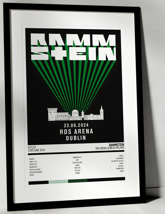 Rammstein Stadium Tour RDS Arena Dublin 23rd June 2024 - Setlist Tour Poster - Setlist