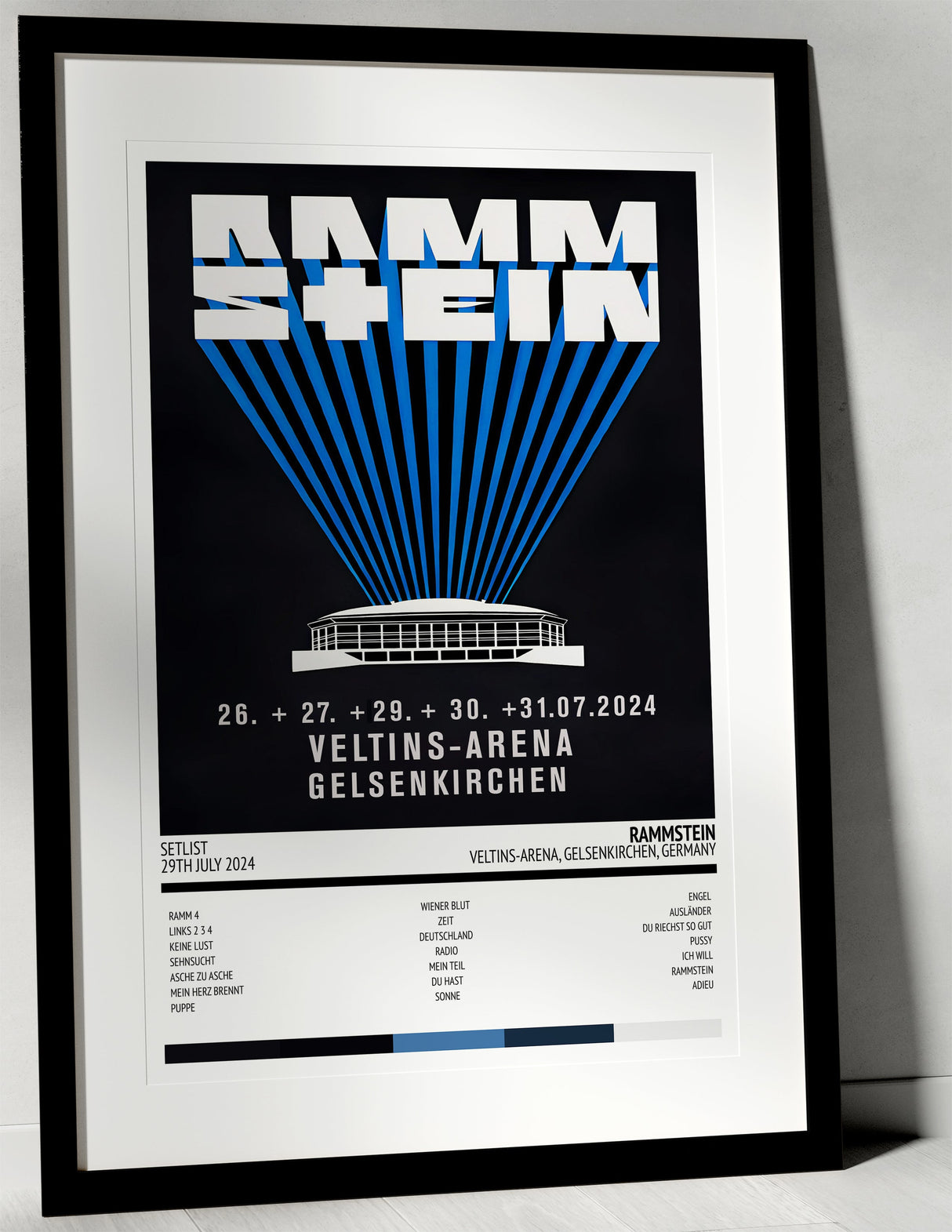 Rammstein Stadium Tour Veltins - Arena Gelsenkirchen 29th July 2024 - Setlist Tour Poster - Setlist