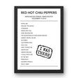 Red Hot Chili Peppers December 14, 2016 Manchester Arena Manchester Setlist Poster - Setlist