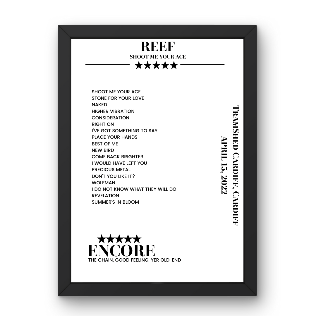 Reef April 15, 2022 TramShed Cardiff Cardiff Setlist Poster - Setlist