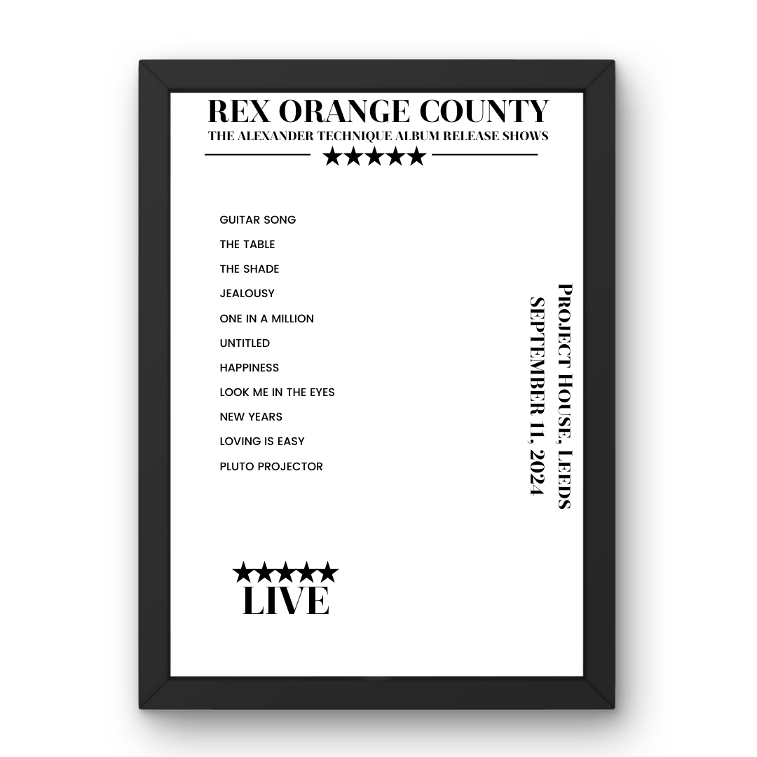 Rex Orange County Project House Leeds 11 September 2024 Setlist Poster - Setlist