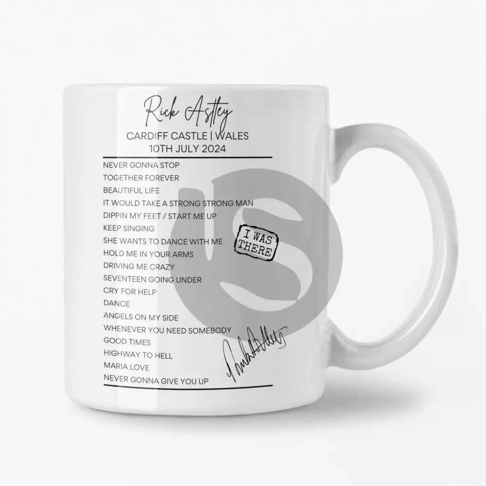 Rick Astley Cardiff July 2024 Setlist Mug - Setlist