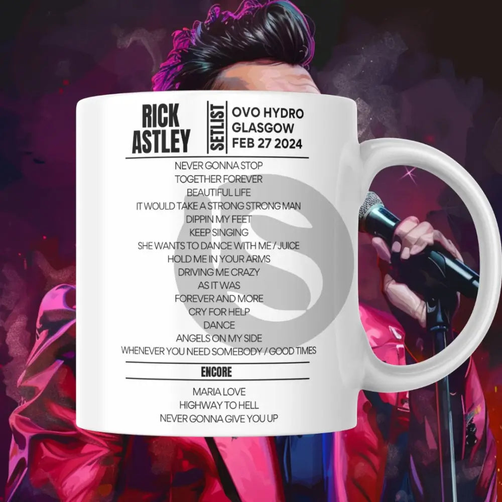 Rick Astley OVO Hydro Glasgow February 27 2024 Setlist Mug - Setlist