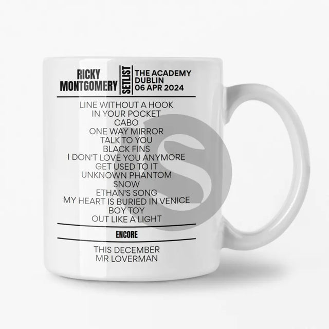 Ricky Montgomery Dublin April 2024 Setlist Mug - Setlist