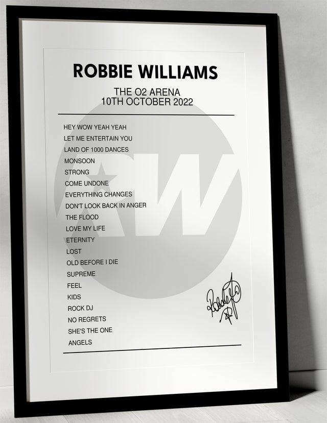 Robbie Williams 10th October 2022 The O2 Arena London I Was There - Setlist