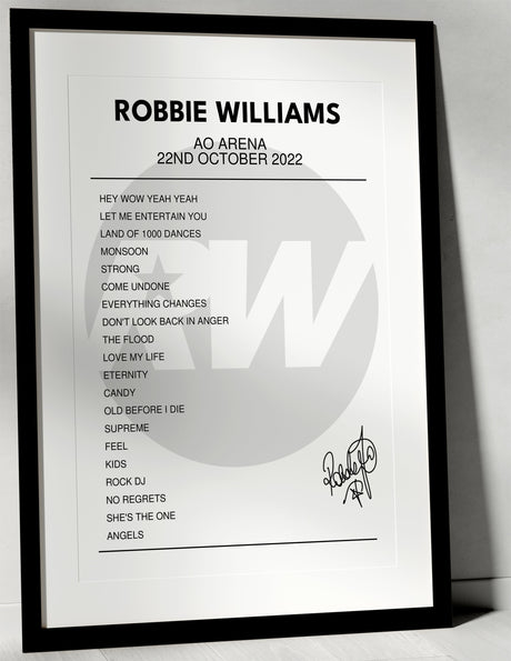 Robbie Williams 22nd October 2022 AO Arena Manchester I Was There - Setlist