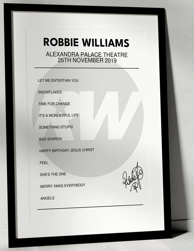 Robbie Williams 26th November 2019 Alexandra Palace Theatre London I Was There - Setlist