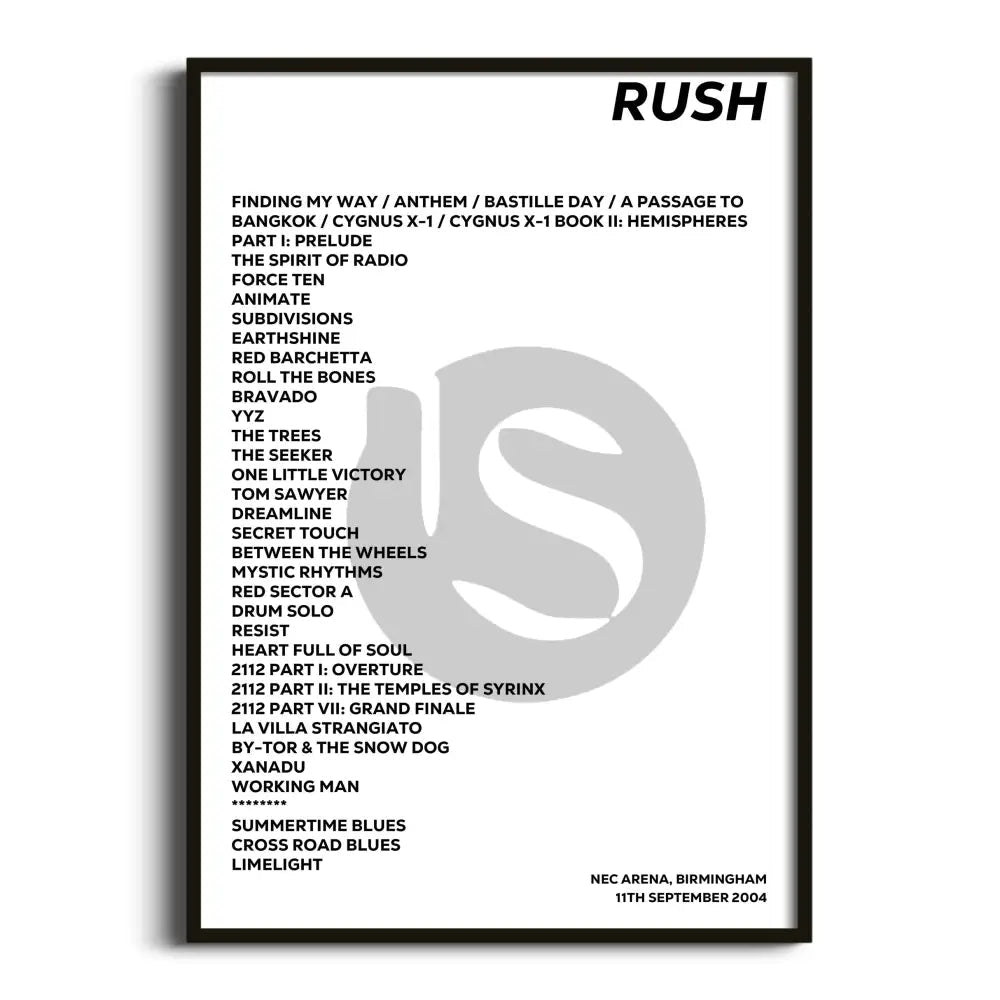 Rush Birmingham 11th September 2004 - Gig Setlist - Setlist