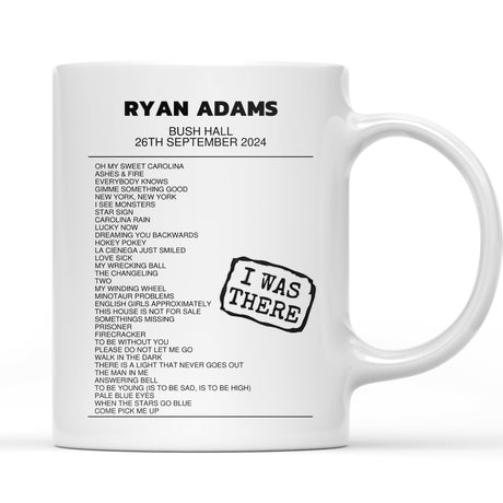 Ryan Adams Solo 2024 Bush Hall London 26th September 2024 - Setlist Mug - Setlist