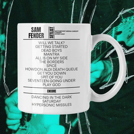 Sam Fender Cardiff November 25, 2021 Replica Setlist Mug - Setlist