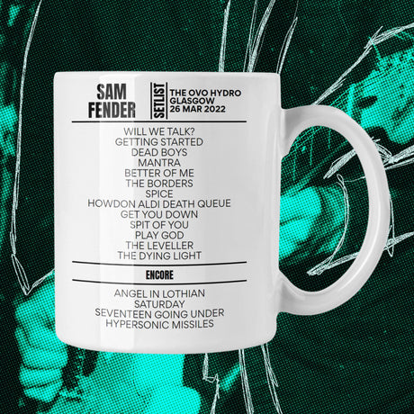 Sam Fender Glasgow March 26, 2022 Replica Setlist Mug - Setlist