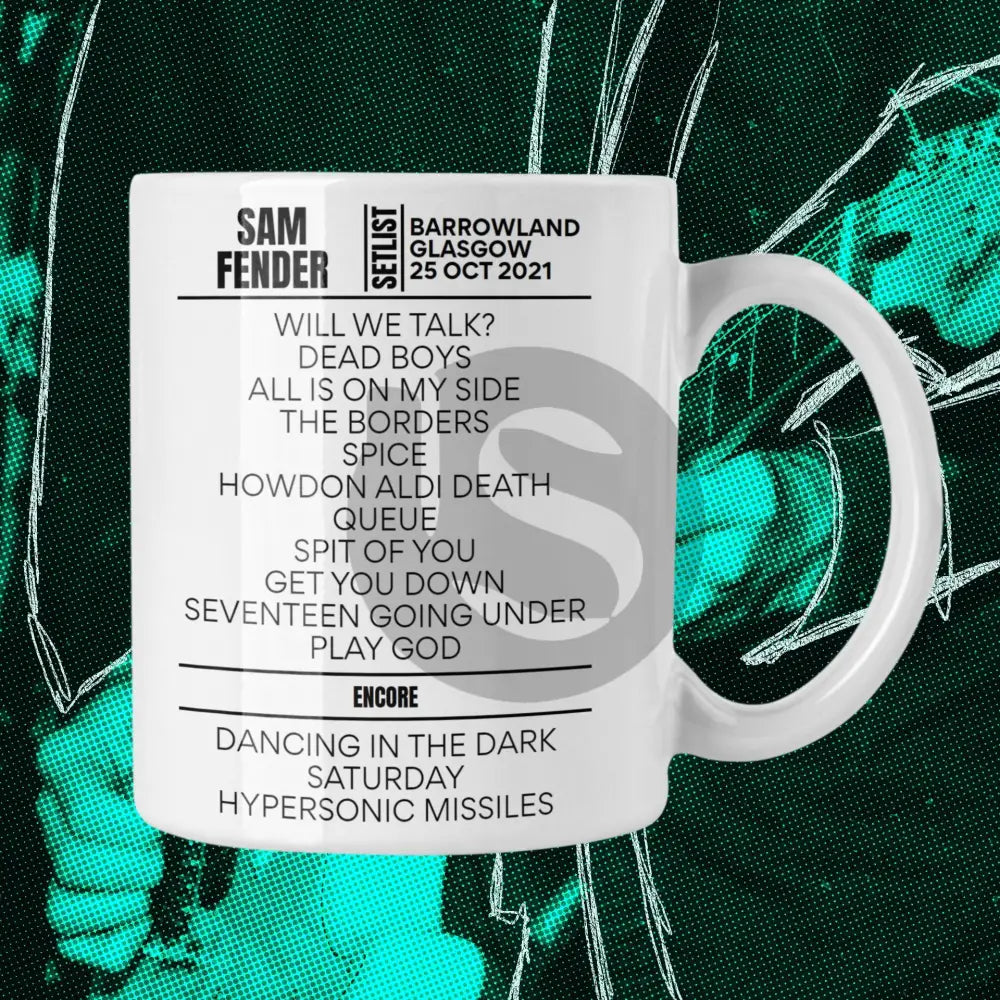 Sam Fender Glasgow October 25, 2021 Replica Setlist Mug - Setlist