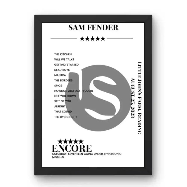 Sam Fender Little John's Farm Reading 25 August 2023 Setlist Poster - Setlist