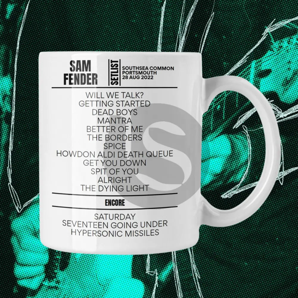 Sam Fender Portsmouth August 28, 2022 Replica Setlist Mug - Setlist