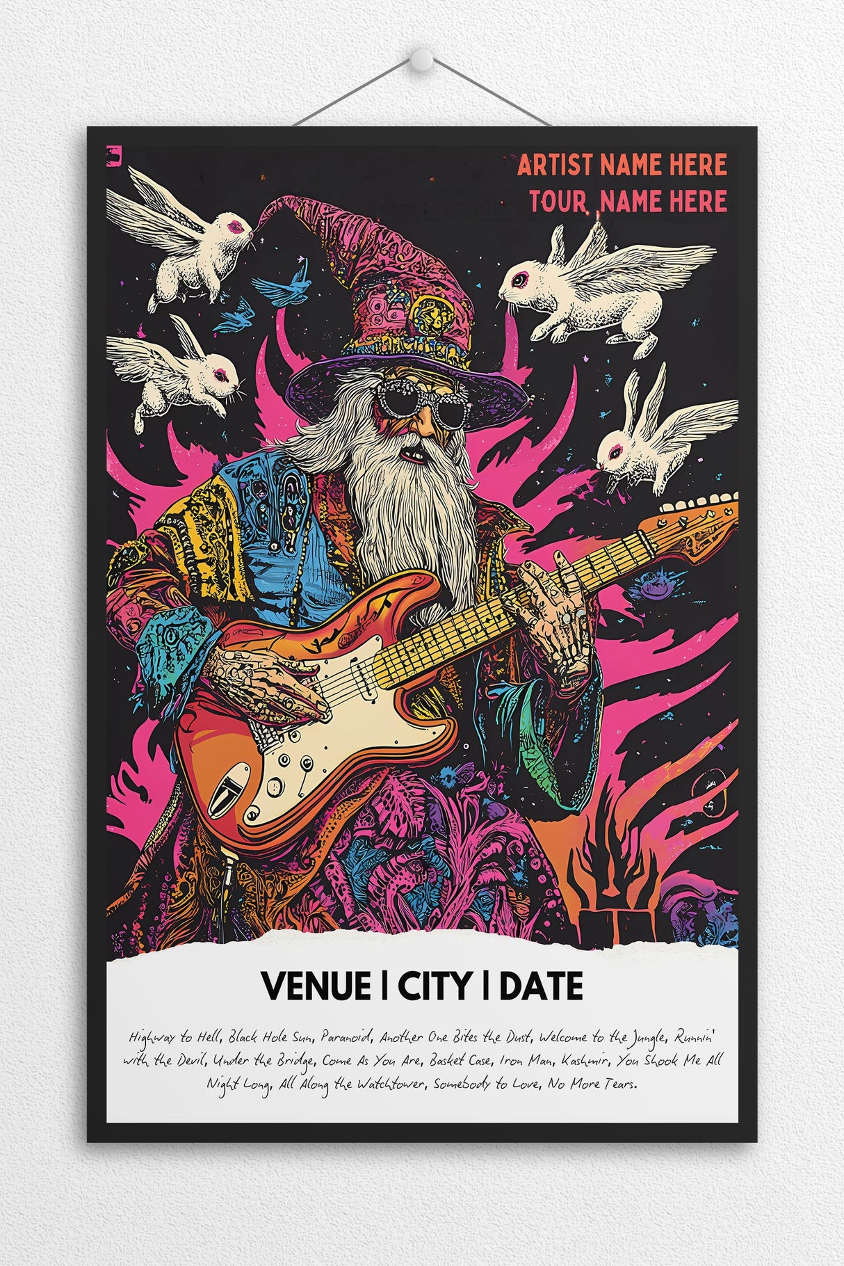 Setlist x Tour Poster - Any Custom Setlist - Wizard of the Riff - Setlist